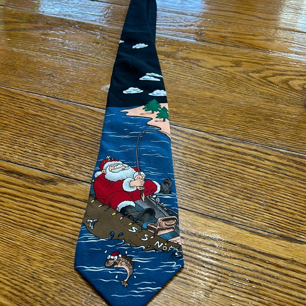 SpecialTies Holiday Santa Gone Fishing, Happy Holidays by MMG CORP.